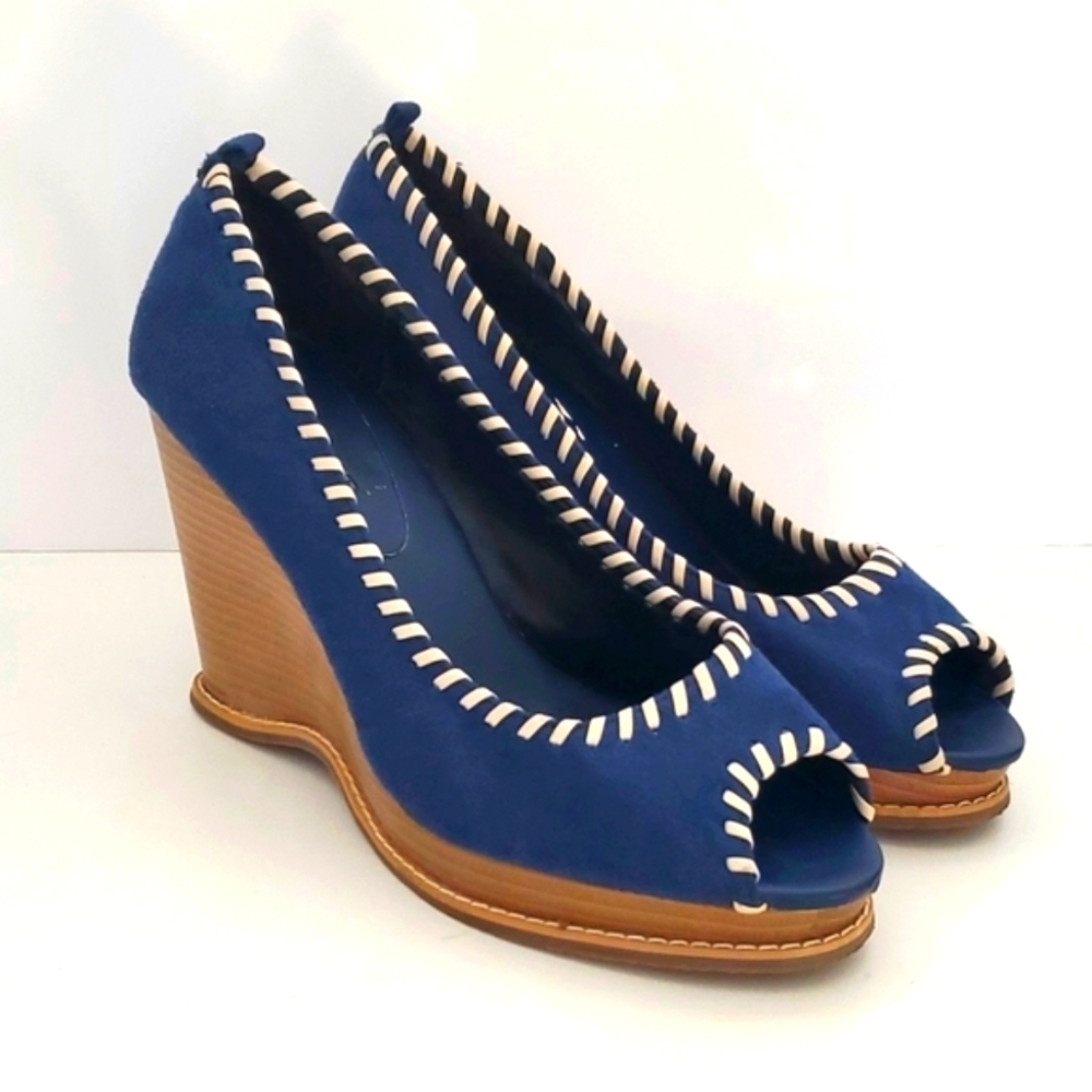 Bumper Women's Blue Suede Wedges Shoes Size 7
